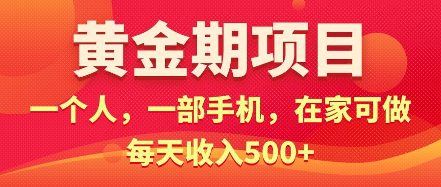 黄金期项目，电商搞钱！一个人，一部手机，在家可做，每天收入500+-佐帆副业网