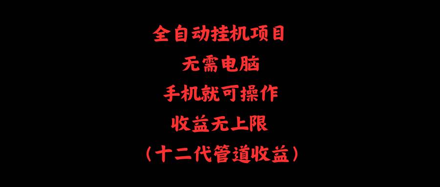 全自动挂机项目，无需电脑，手机就可操作，收益无上限-佐帆副业网