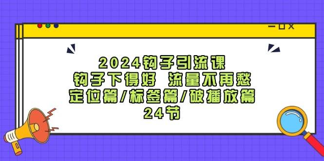 2024钩子·引流课：钩子下得好 流量不再愁，定位篇/标签篇/破播放篇/24节-佐帆副业网