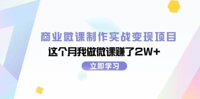 商业微课制作实战变现项目，这个月我做微课赚了2W+-佐帆副业网