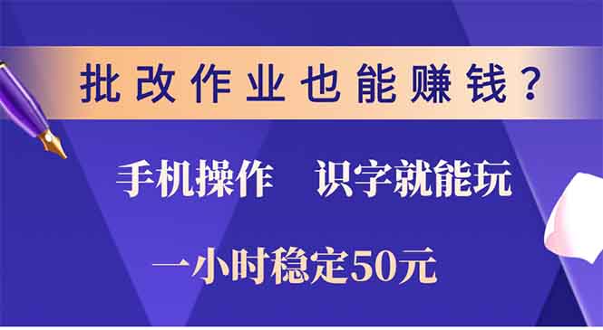 批改作业也能赚钱？0门槛手机项目，识字就能玩！一小时稳定50元！-佐帆副业网