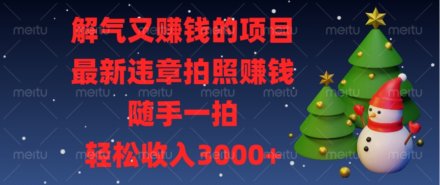 最新违章拍照赚钱，随手一拍，解气又赚钱的项目，轻松收入3000+-佐帆副业网