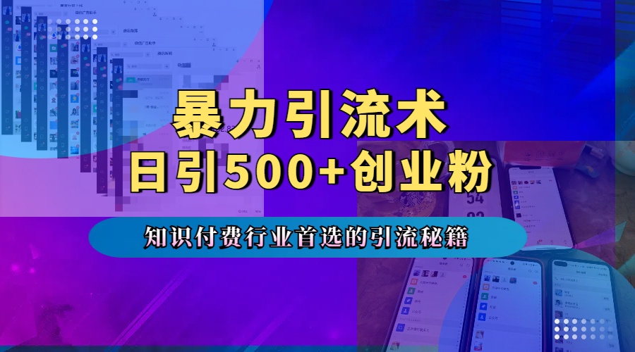 暴力引流术，专业知识付费行业首选的引流秘籍，一天暴流500+创业粉，五个手机流量接不完！-佐帆副业网