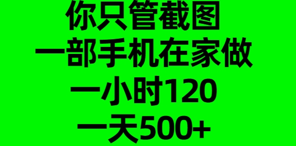 你只管截图，一部手机在家做，一小时120，一天500+-佐帆副业网