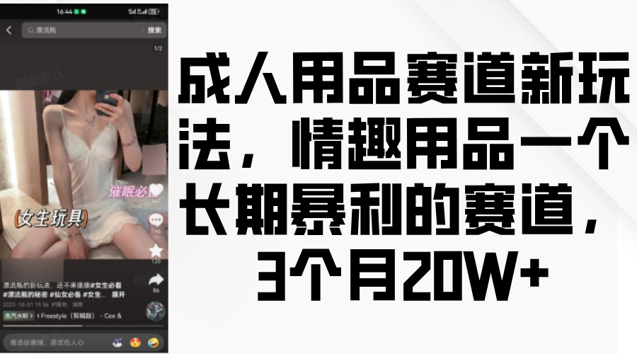 情趣用品一个长期暴利的赛道，成人用品赛道新玩法，3个月20W+-佐帆副业网