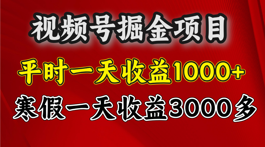 视频号掘金项目，寒假一天收益3000多-佐帆副业网