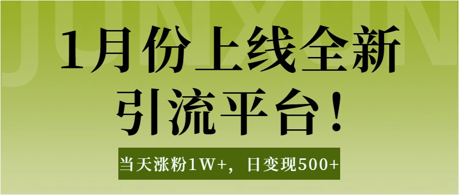 1月上线全新引流平台，当天涨粉1W+，日变现500+工具无脑涨粉，解放双手操作简单-佐帆副业网