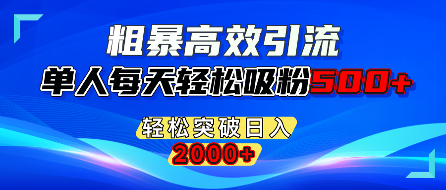 粗暴高效引流,单人每天轻松吸粉500+,轻松突破日入2000+-佐帆副业网